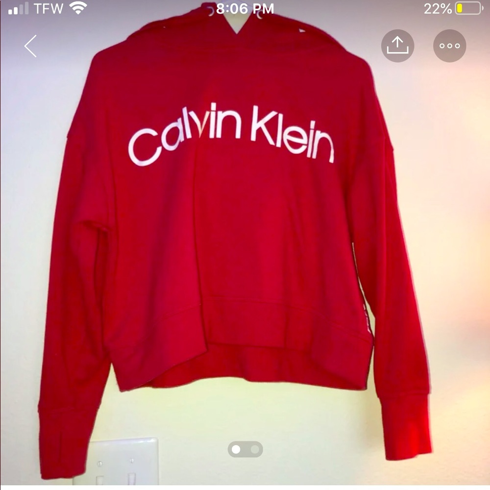 Calvin Kline red cropped hoodie